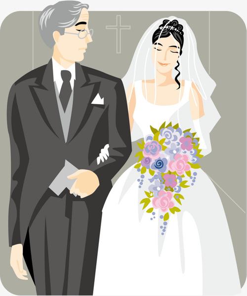 卡通婚礼新娘和爸爸png素材下载_高清图片png格式(编号:21536642)-90